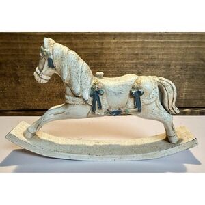 Hand Carved Wooden Rocking Horse Folk Art Patty Sullivan Signed Dated 1992